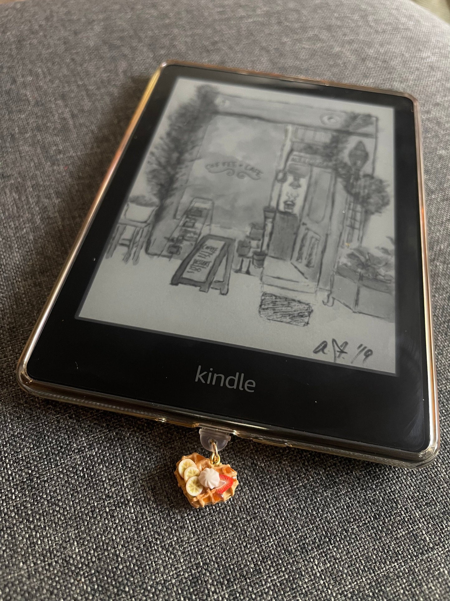 Strawberry & Banana waffle Kindle Charm