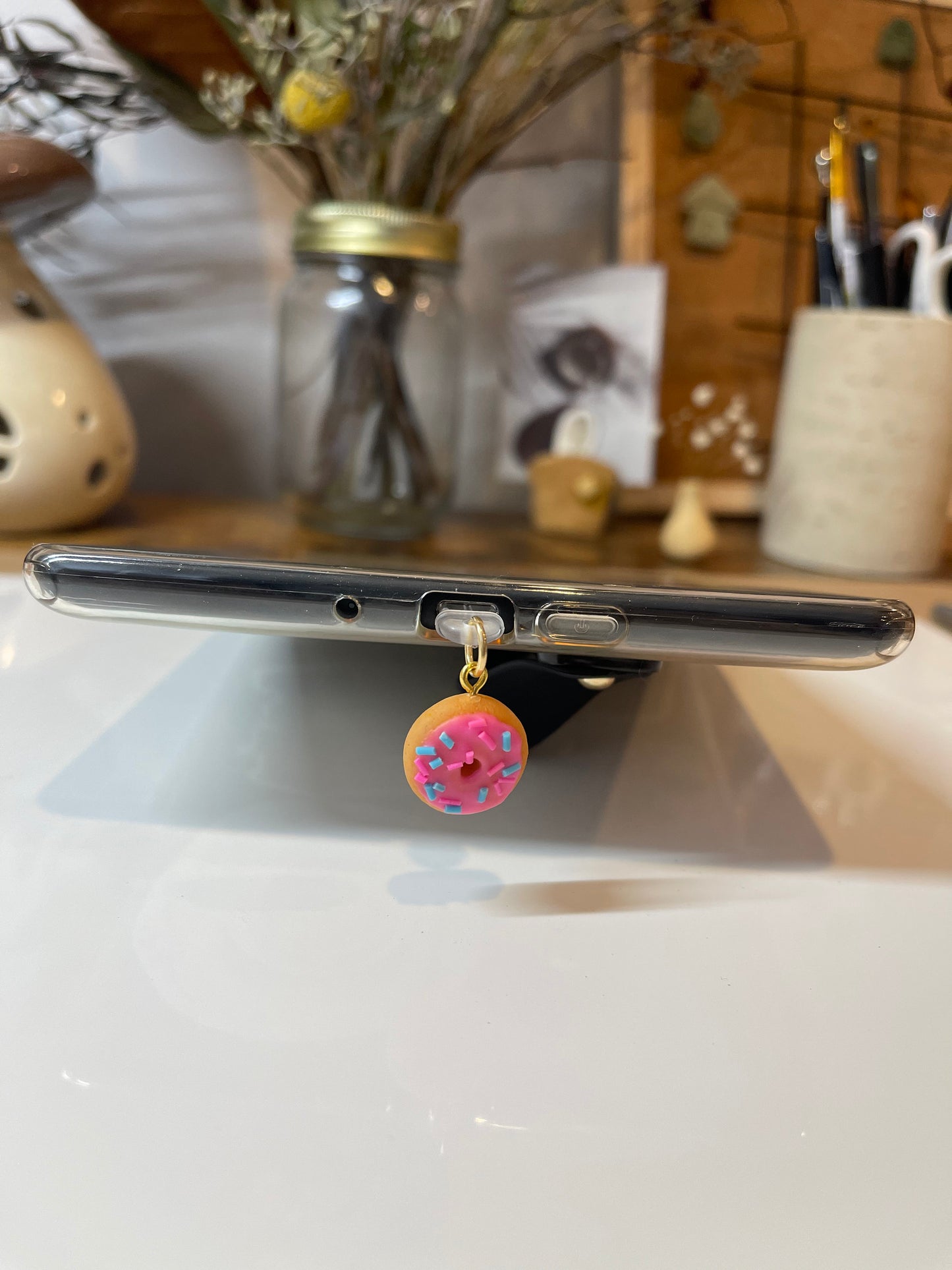 Strawberry frosted Donut Kindle charm