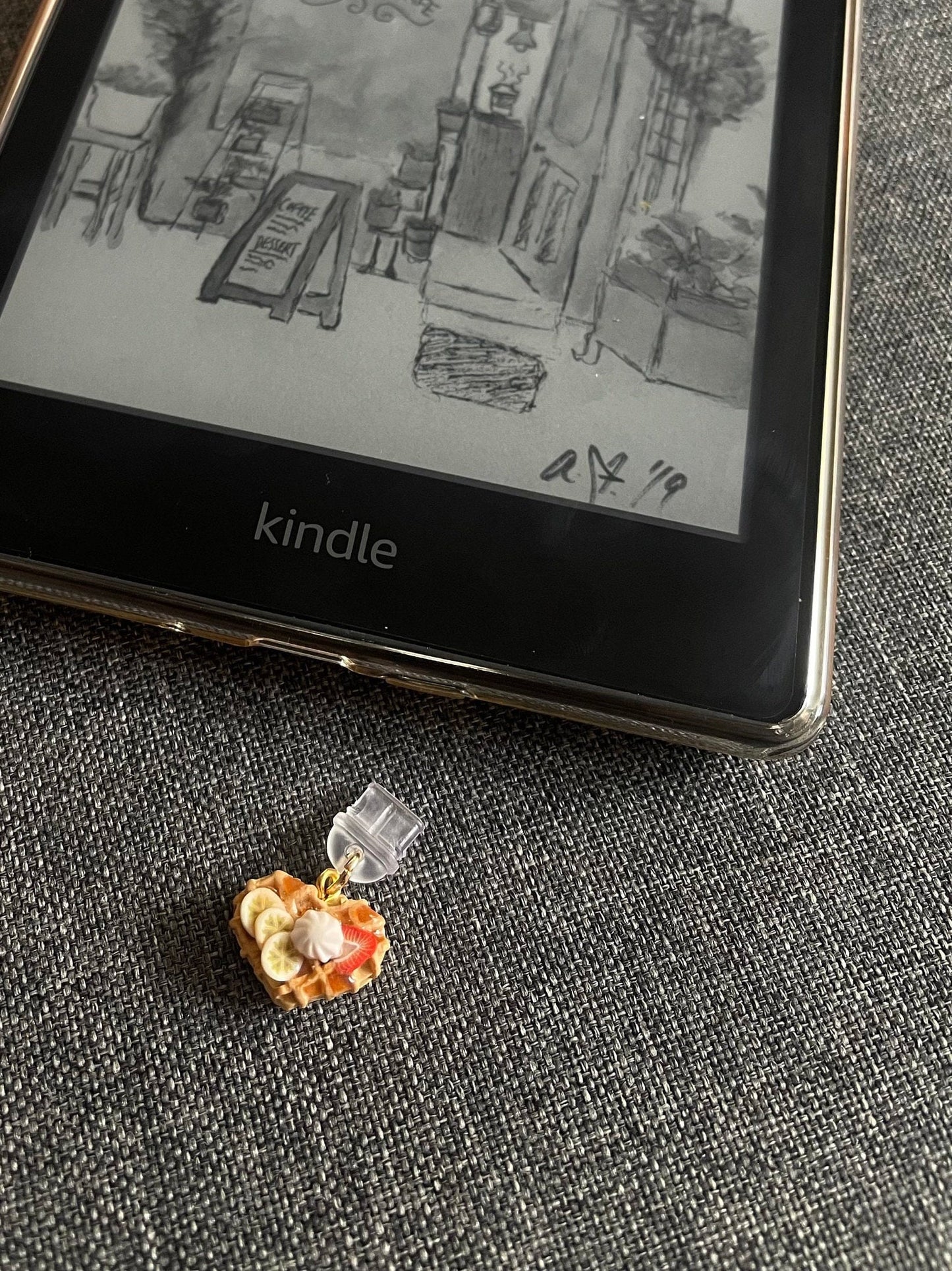 Strawberry & Banana waffle Kindle Charm