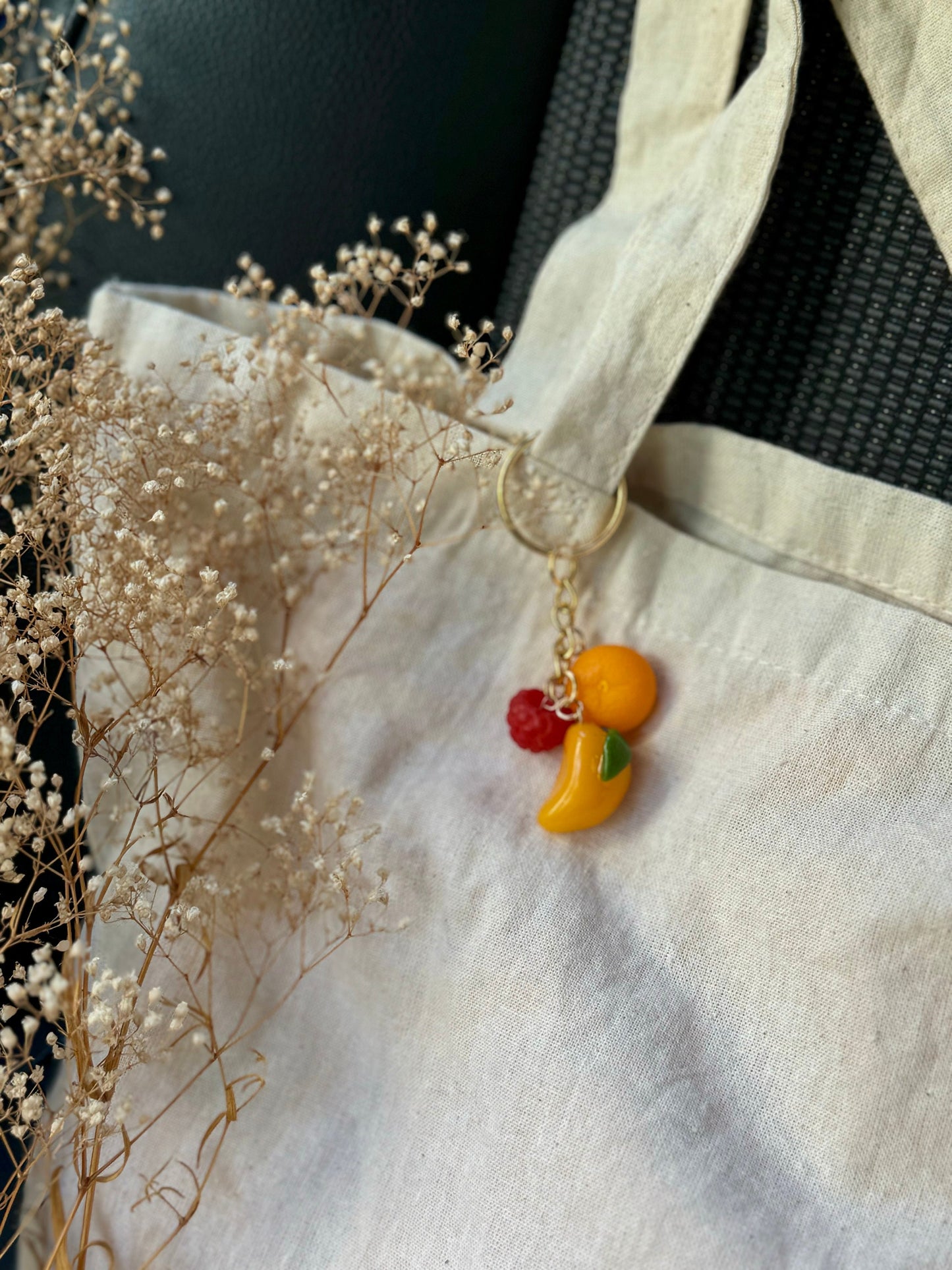 Mango Tangerine, Raspberry Bag Charm/ Keychain