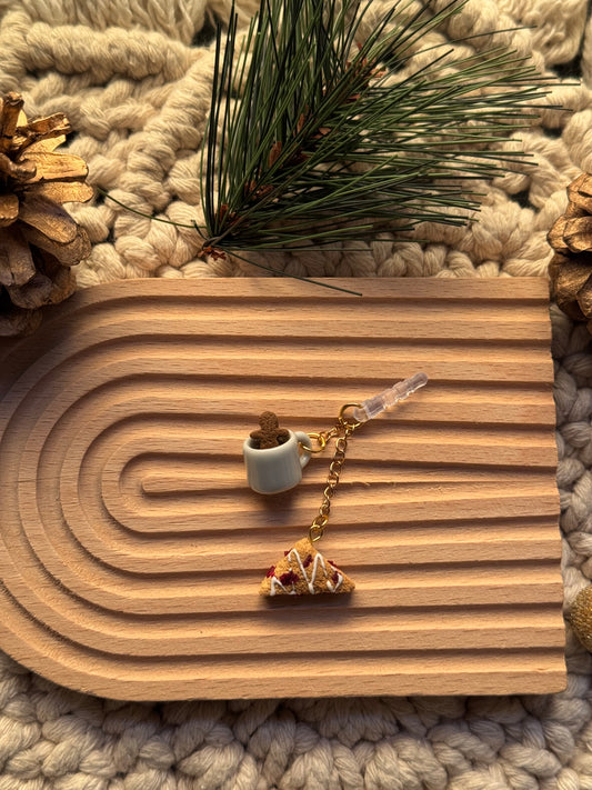 Cranberry blis cake paired with hot coco & gingerbread bread man